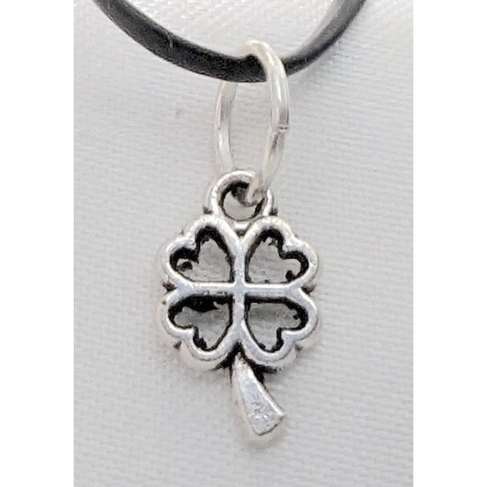 New Tiny Good Lucky Shamrock Charm 4 Leaf Clover Silver St Patricks Day Irish